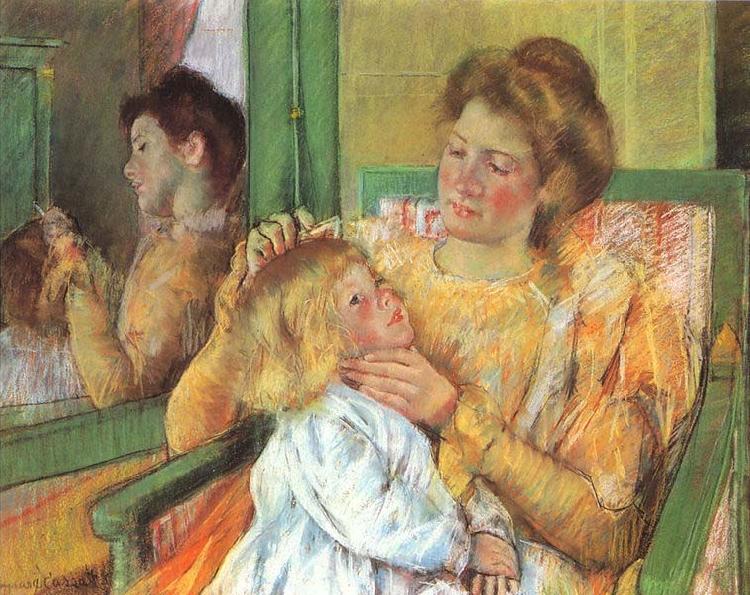 Mary Cassatt Mother Combing her Child Hair oil painting picture